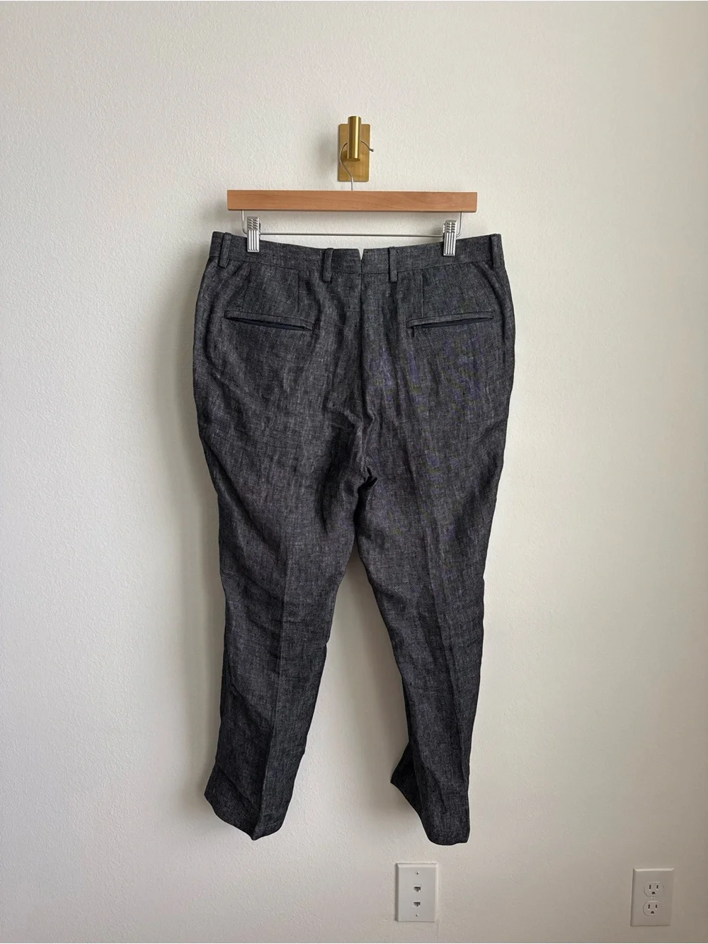 Sene Men's Linen Blend Dress Trousers Charcoal Gray Tailored Pants 35
